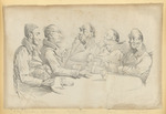 Gruppenbild einer Tafelrunde mit fünf Männern