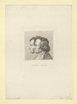 Jakob und Wilhelm Grimm, Doppelporträt im Profil nach links, mit Rahmen (Stoll 43)