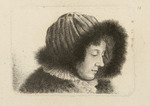 Gunda (Kunigunde)  von Savigny, in einer Pelzhaube, Porträt im Dreiviertelprofil nach rechts (Stoll 62)