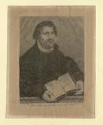 Martin Luther, Halbfigur, Porträt im Viertelprofil nach rechts, Radierung nach Lucas Cranach (Stoll 90)