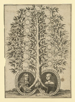 Stammbaum mit Georg II. Landgraf von Hessen-Darmstadt und seiner Gemahlin Sophia Eleonora als Stammeltern