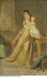 Cornelia Adriana Gräfin von Bose mit ihrer Tochter Eleonore Hedwig, Skizze
