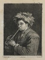 Bildnis eines Flöte spielenden Jungen mit Weinrankenkranz