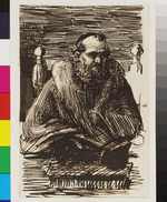 Bildnis eines alten Mannes mit Bart und Kappe, vor ihm auf dem Tisch ein aufgeschlagenes Buch